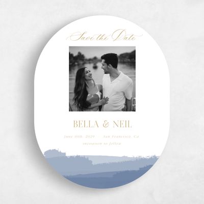 Blue Oval Wedding Save the Date - Saif Photo