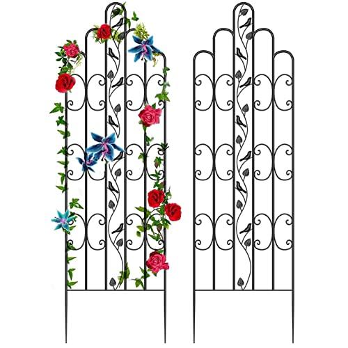 Amagabeli 2 Pack Large Garden Trellis 71” x 21” Heavy Duty Rustproof Black Iron Plant Trellis for Potted Plant Support Tall Wall Metal Trellis for Rose Vine Vegetable Cucumber