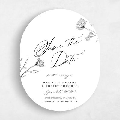 White Oval Wedding Save the Date - Ingrid Portrait