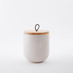 Textured Kitchen Cannister, Medium, White Lines