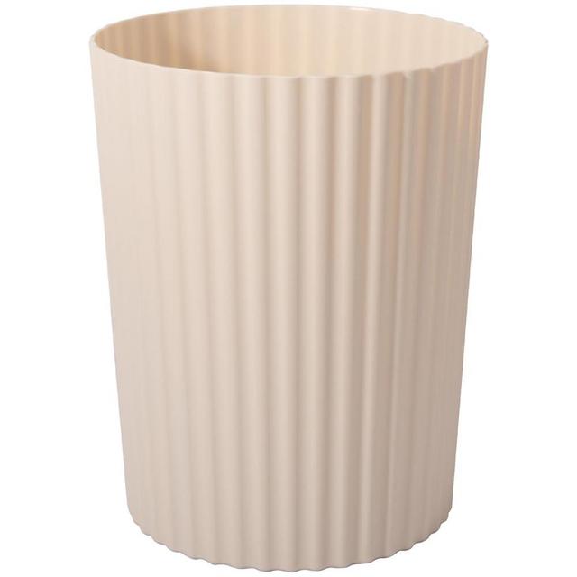 JiatuA Small Trash Can Round Wastebasket Plastic Garbage Container Bin for Bathroom, Kitchen, Bedroom, Home Office, College Dorm, Beige