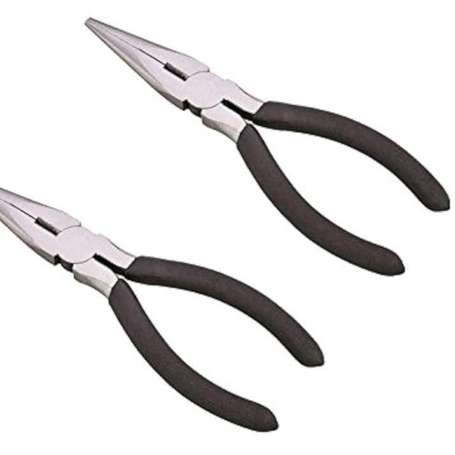 Edward Tools Long Nose Pliers with Side Cutter 6” - 2 Pack - Drop forged steel - Polished rust proof finish - Extra strength well aligned side cutter - Smooth action needle nose pliers