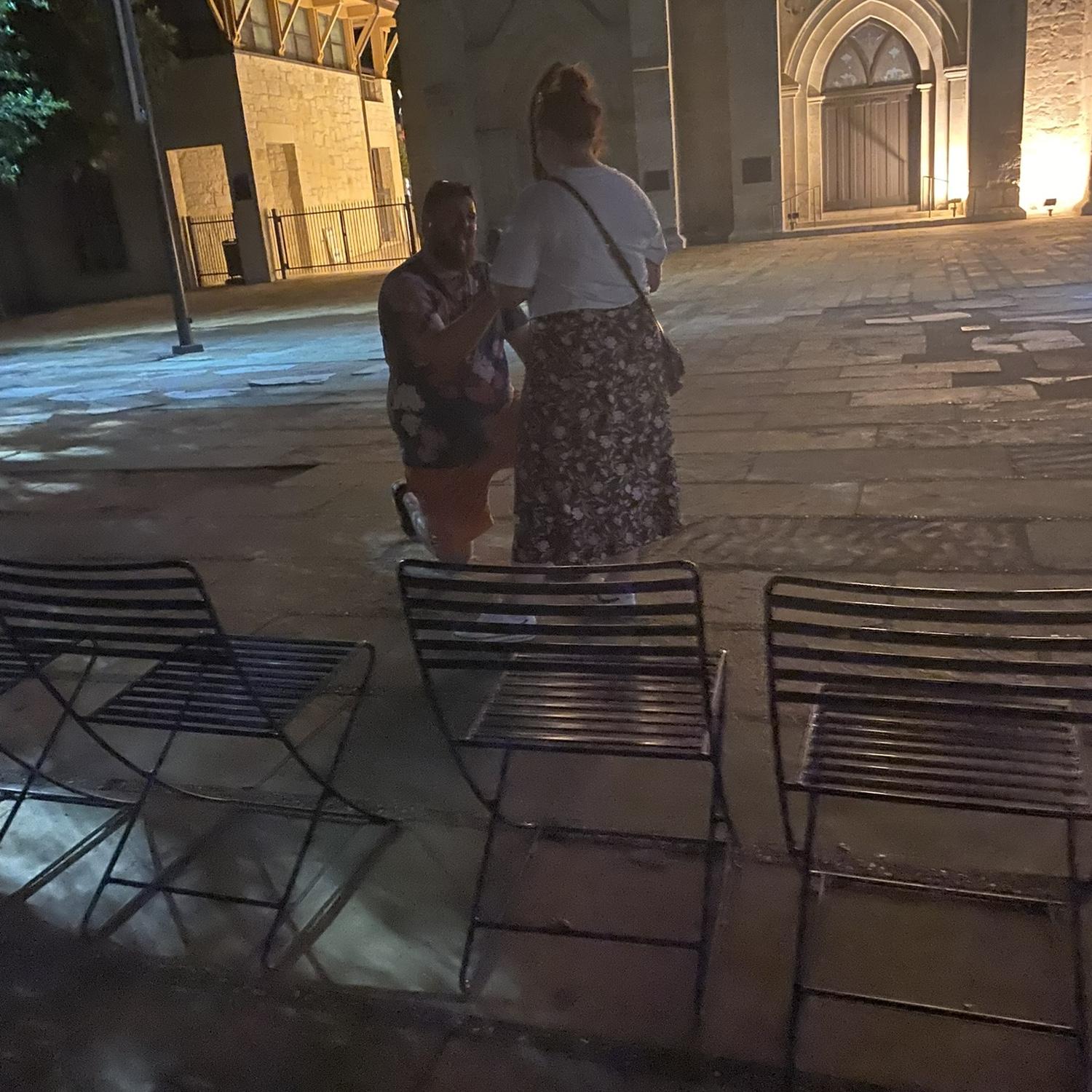 Jared finally building up the courage to ask Sam in San Antonio