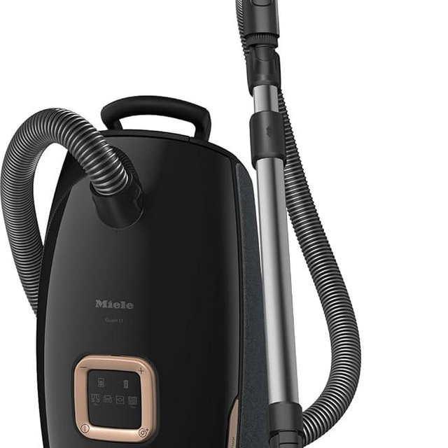 NEW Miele Guard L1 AllFloor Bagged Canister Vacuum Cleaner with AirClean Plus Filter, AllTeQ Universal Floorhead, and AllFloor Floorbrush, LED Display Panel, in Obsidian Black/Rose Gold