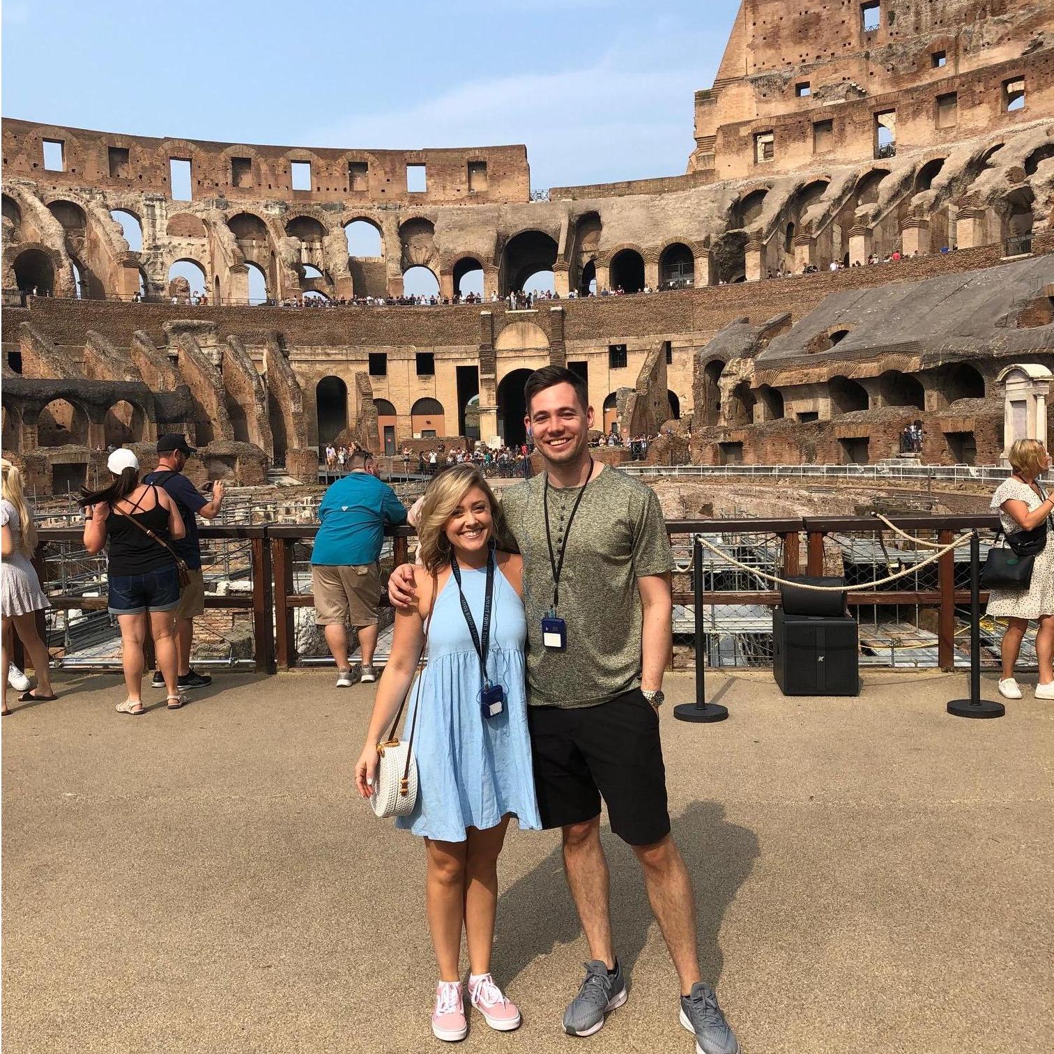 Tourists at the Coliseum in Rome