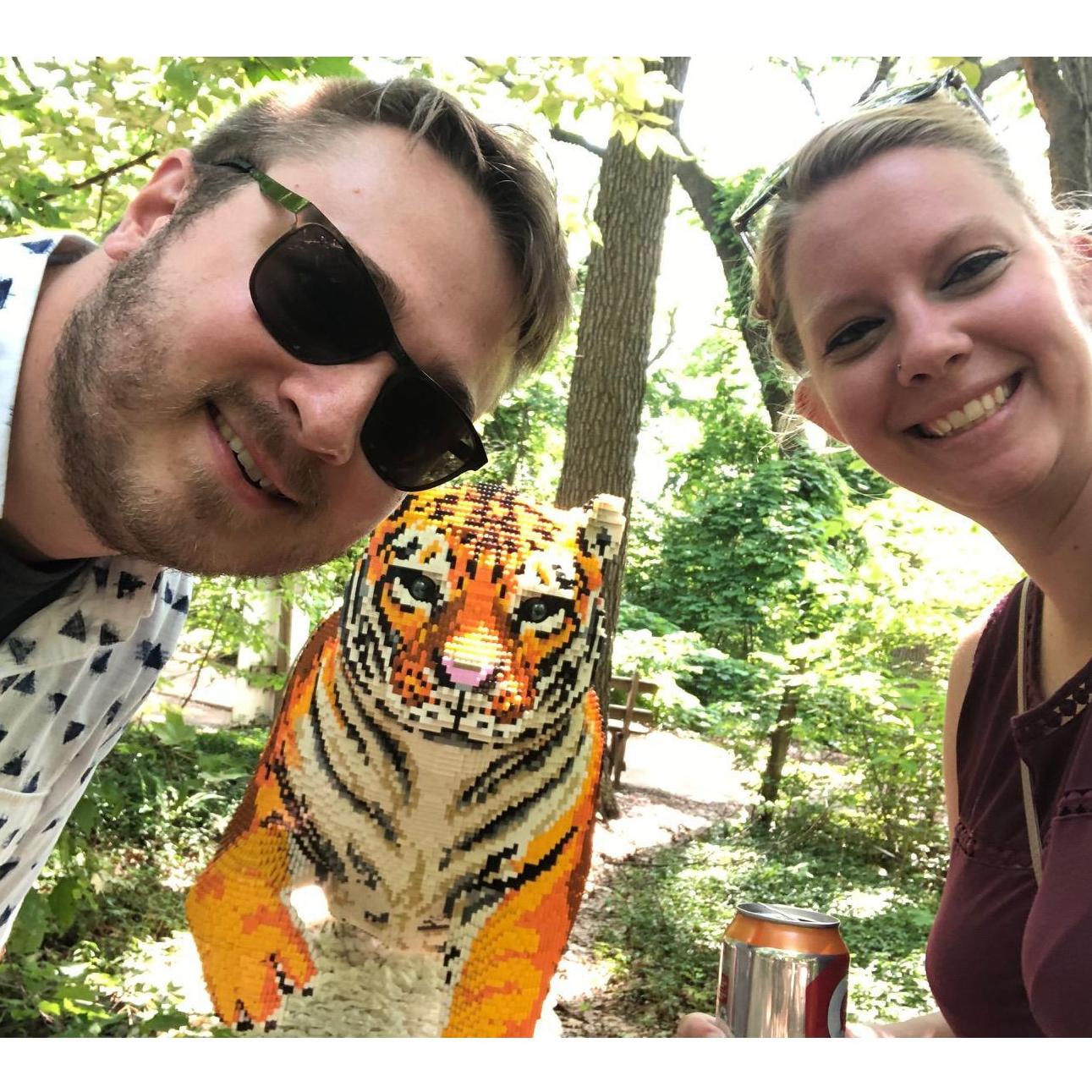 My birthday present from Scott, a trip to John Ball Zoo! Since the real tiger was sleeping on that hot day, the best we could do was a selfie with the LEGO Tiger!