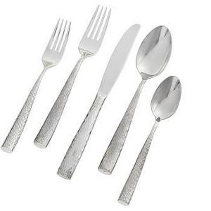 Shiny Hammered Flatware, 5-Piece Place Setting