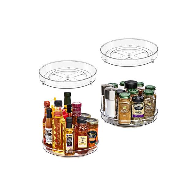 Sorbus Flat Clear Lazy Susan Organizer - 4 pack - - for Fridge, Pantry, Cabinet, Table, Makeup, Bathroom and More