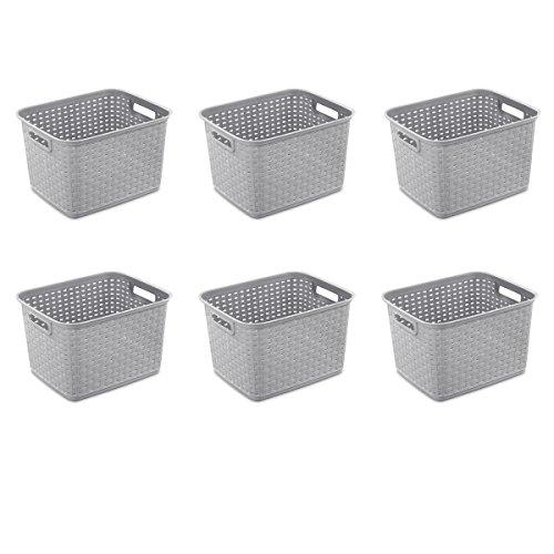 Bekith 6 Pack Plastic Storage Basket, Slim 11 1/3 x 5 1/2 x 4 3