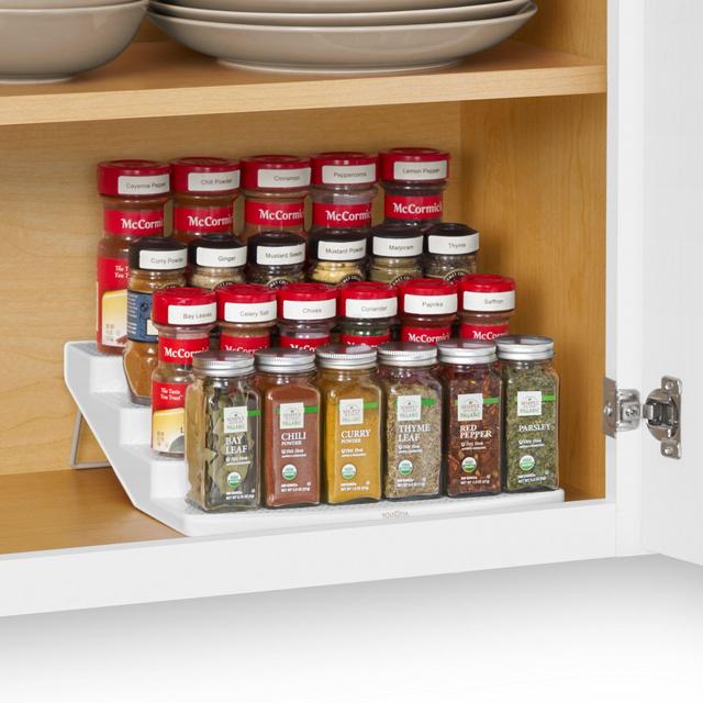 4-Tier Cabinet Spice Rack Organizer, White, 24-Bottles
