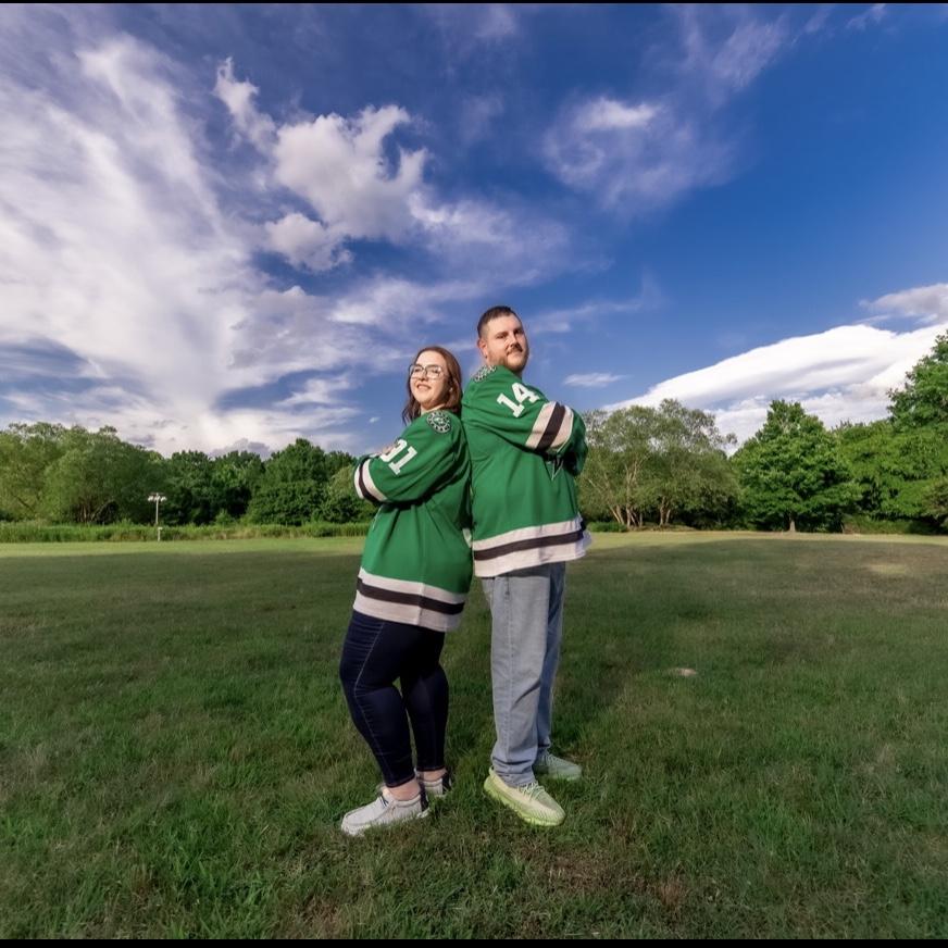 Photo in our hockey jerseys, Benn and Seguin make the best team captain and co-captain only makes sense that we sport their numbers 🥰