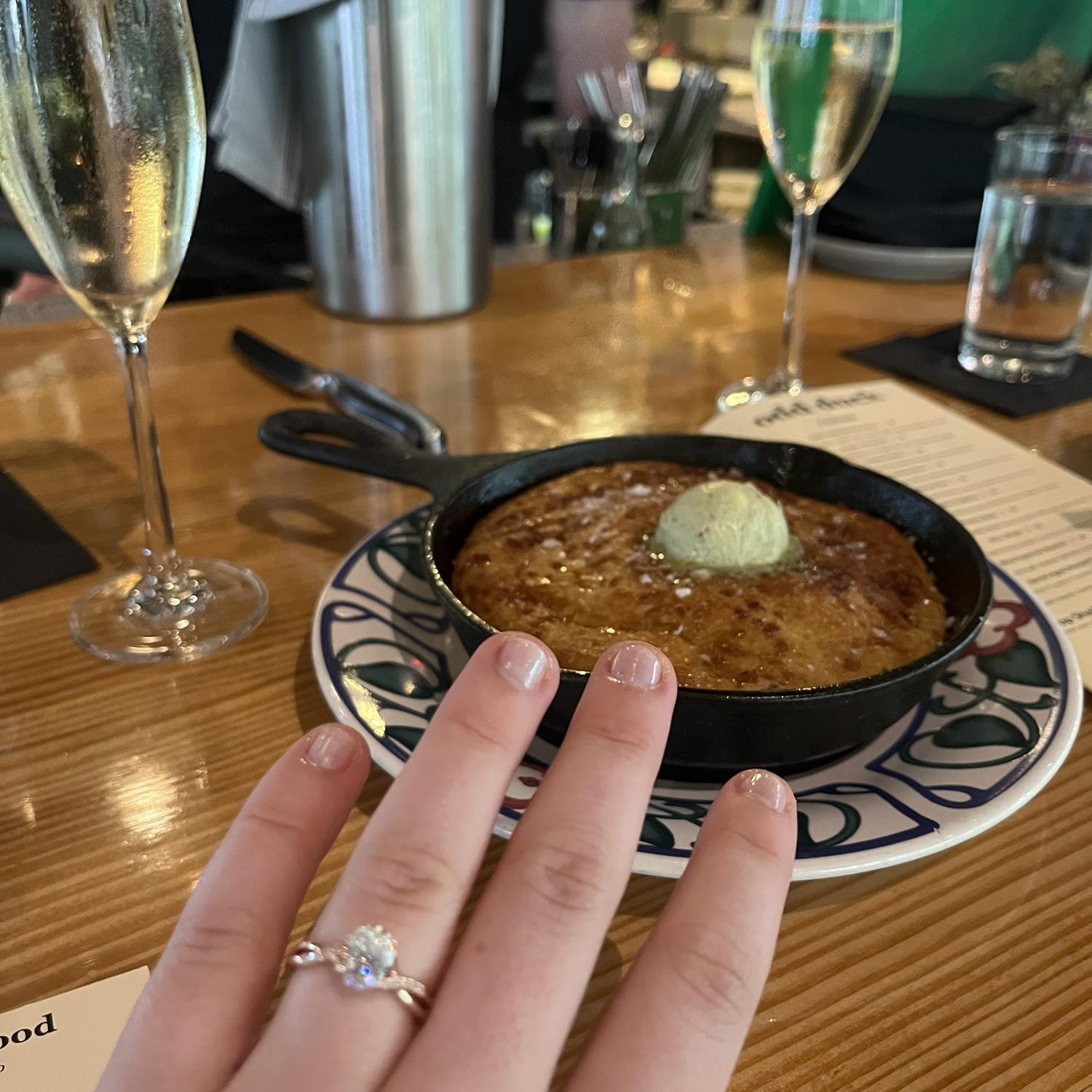 Celebrating our engagement at Odd Duck together :')