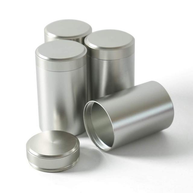 Tea Tins Canister set with Airtight Lids (Silver 4PC Middle)