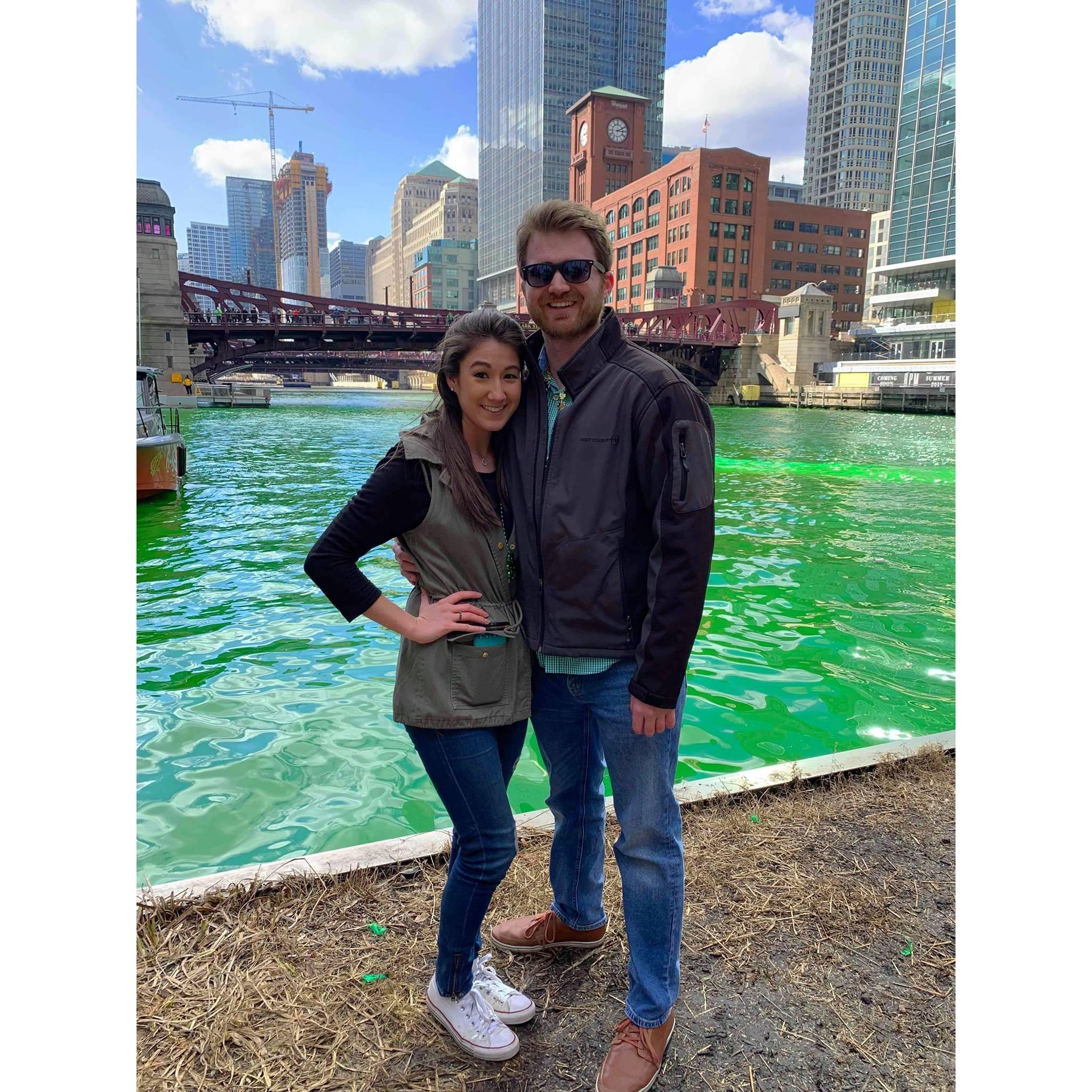 St. Patrick's Day along Chicago's Riverwalk in 2019.