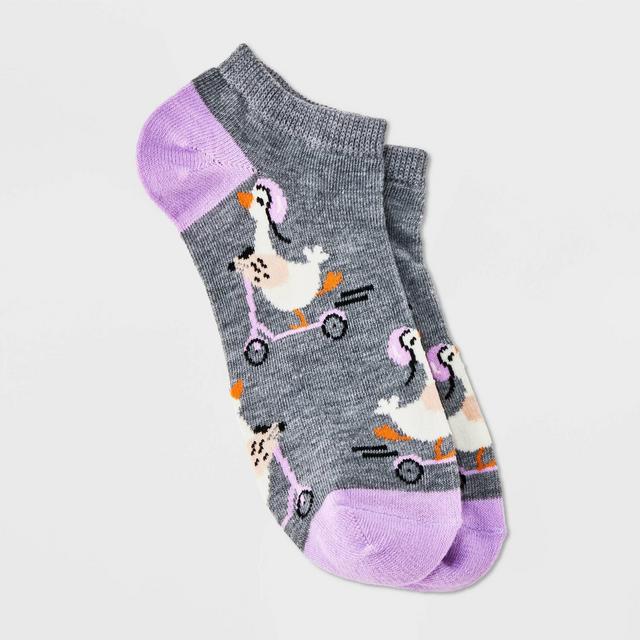 Women's Scooter Geese Low Cut Socks - Gray/Purple 4-10