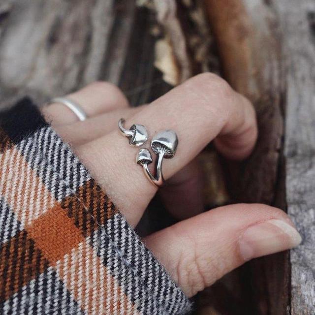 Sterling Silver Adjustable Mushroom Ring