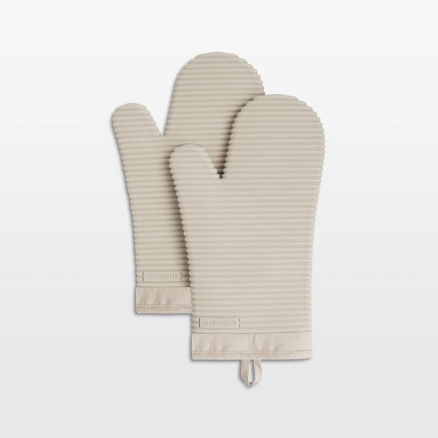 KitchenAid Milkshake Ribbed Soft Silicone Oven Mitts, Set of 2