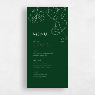 Forest, Green Wedding Menu - Emeline