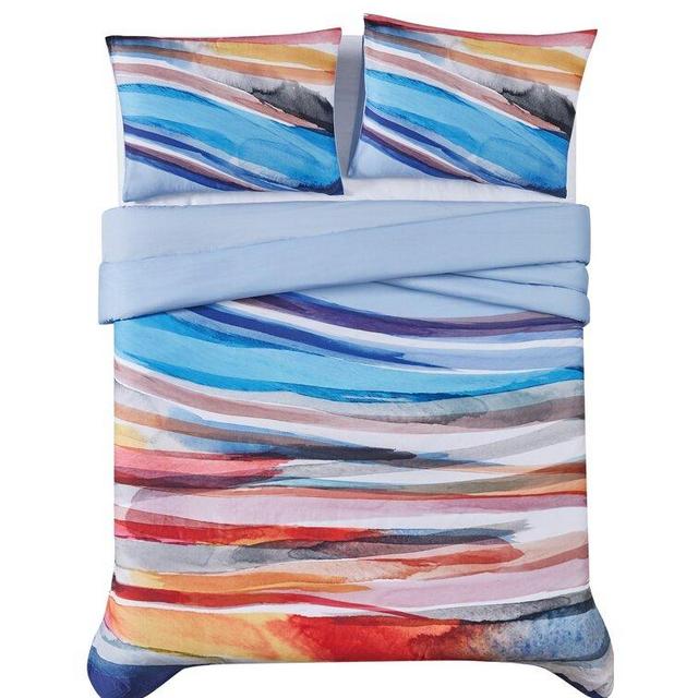 Allaire Blue Standard Cotton Reversible Modern & Contemporary 3 Piece Duvet Cover Set