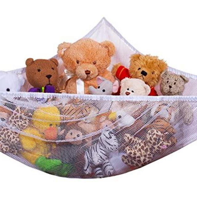 Jumbo Toy Hammock - Organize Stuffed Animals or Children's Toys with The mesh Hammock. Looks Great with Any décor While neatly organizing Kid’s Toys and Stuffed Animals. Expands to 5.5 feet - White