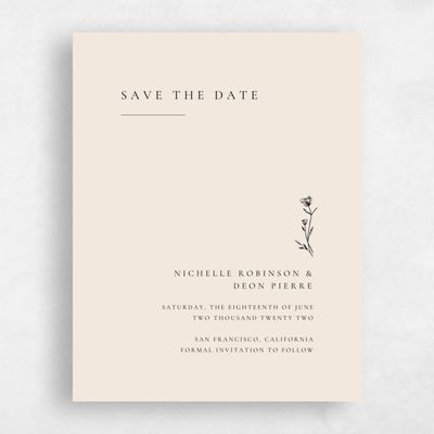 Cream, Beige Wedding Save the Date - Brantley Bloom