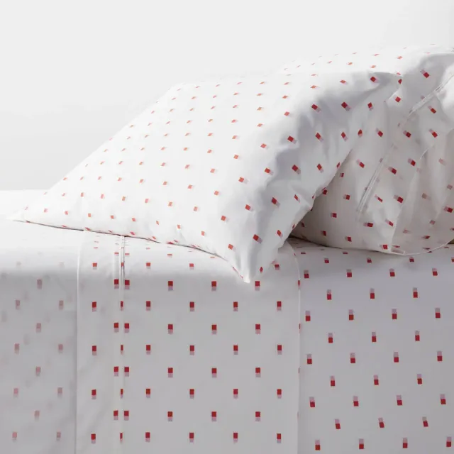 King 400 Thread Count Performance Sheet Set Pink/White Ikat Block - Threshold™