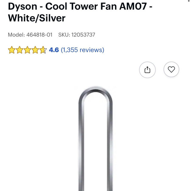 Dyson - Cool Tower Fan AM07 - White/Silver