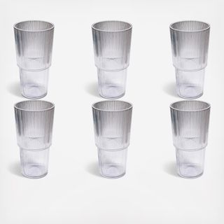 Ribbed Acrylic Jumbo Glass, Set of 6