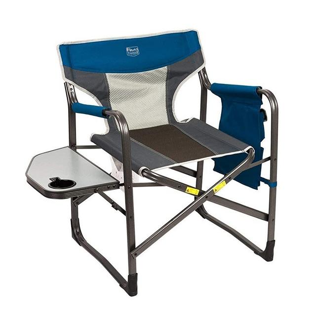 Timber Ridge Director's Chair Oversize Portable Folding Support 300lbs Utility Lightweight for Camping Breathable Mesh Back with Side Storage Bag, Side Table