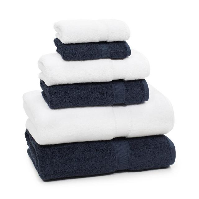 6pc Sinemis Turkish Bath Towel Set Navy/White - Linum Home Textiles