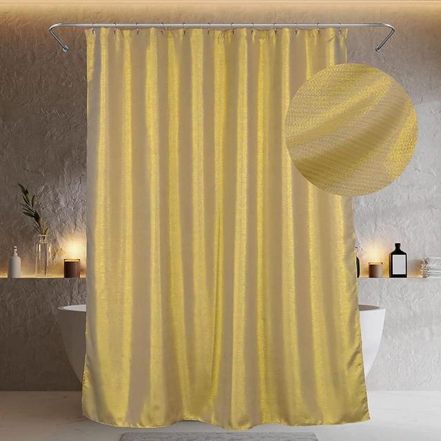 Popkozzi Gold Shower Curtains for Bathroom: Glitter Sparkle Bling Fabric Decorative Shower Curtain - Waterproof Washable Luxury Elegant Fancy Glam Metallic Shimmer Bath Curtain - 72x72