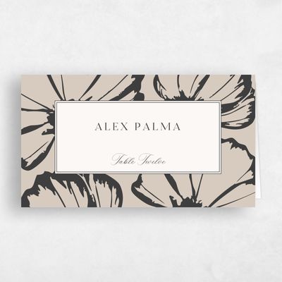 Canvas Tan, Beige Wedding Place Card - Esme