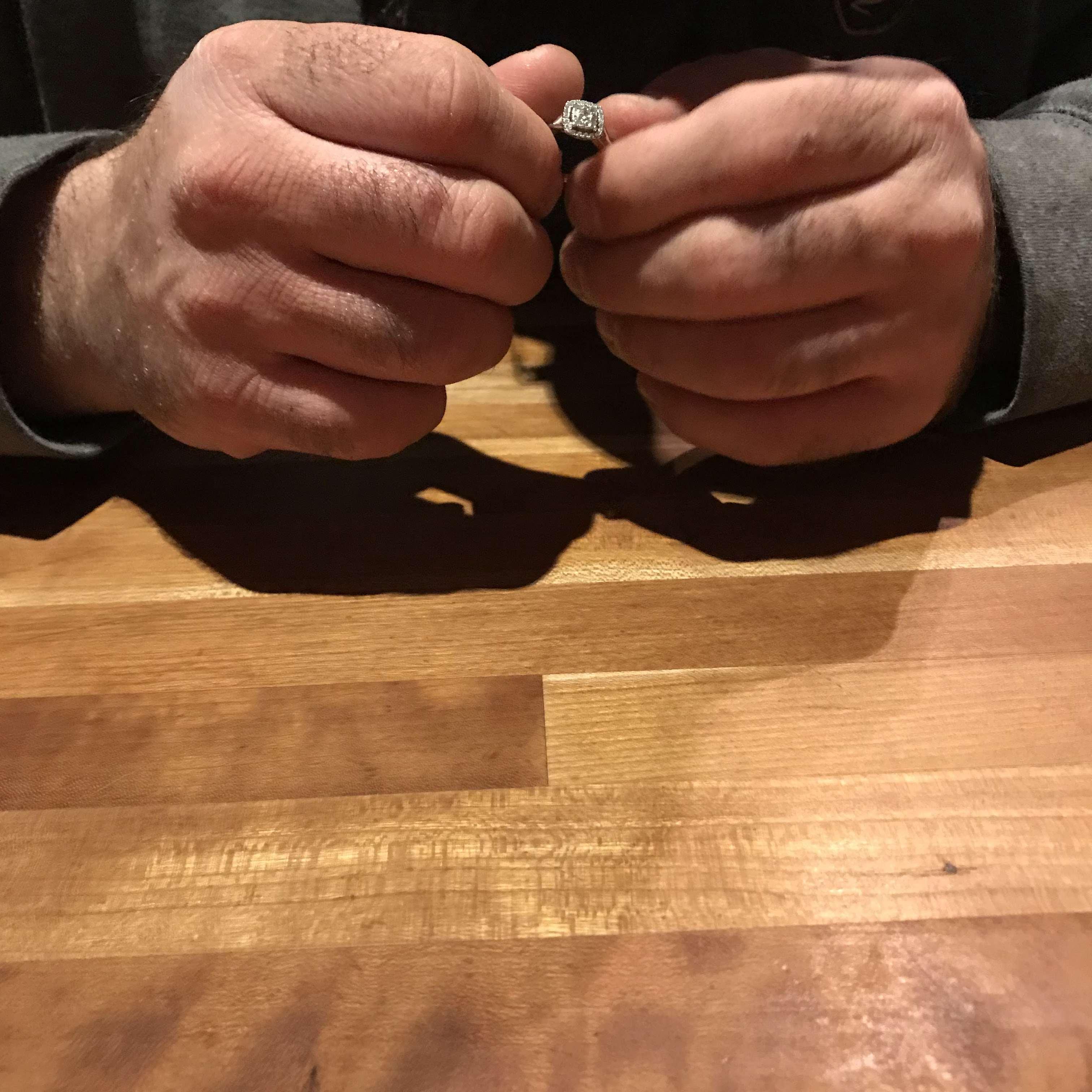 When he proposed....he sat there with the ring in his hand and stared at me for about 20 mins with tears in his eyes..he said I promised I would never get married again, for you I will give everything