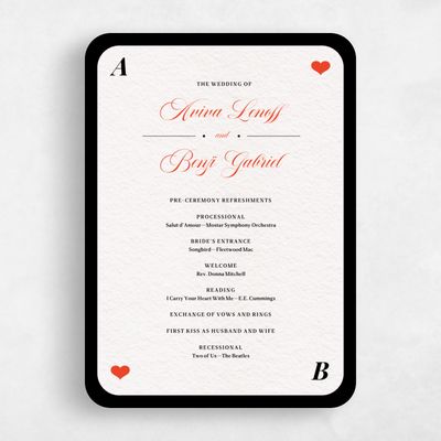 Red Rounded Wedding Program - Hearts