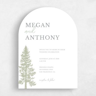 White Arch Wedding Invitation - Pinehaven Portrait