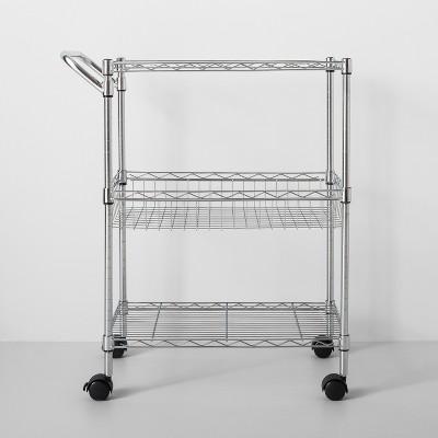 3 Tier Utility Cart With Wheels And Handle Chrome - Made By Design™