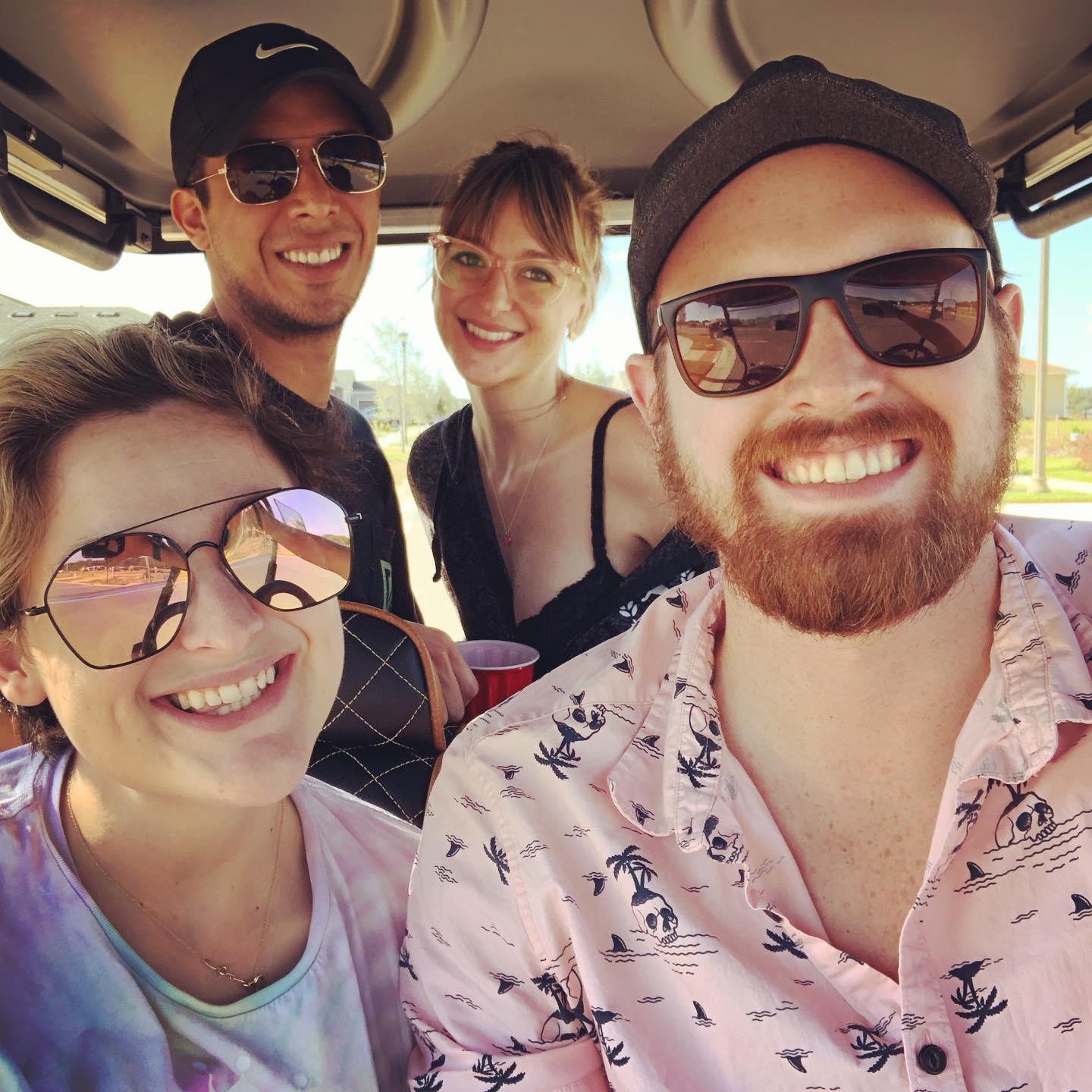 The first time my best friends met, and his officially initiation into the golf cart crew as our trusty pilot!