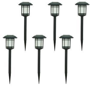 Solar Black Outdoor Integrated LED 3000K 6-Lumens Landscape Pathway Light (6-Pack)