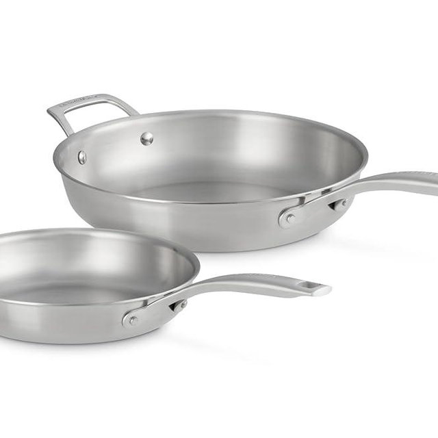 Le Creuset Stainless Steel Essential Set of 2 Fry Pan Set, 9.5" and 11"