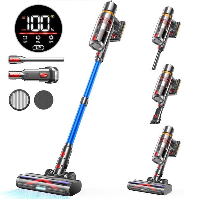Cordless Vacuum Cleaner, 45Kpa 550W 60Mins Vacuum Cleaners for Home, Stick Vacuum with LED Touch Screen, Anti-tangle Wireless Vacuum, Rechargeable Cordless Vacuum for Pet Hair, Carpet, Hardwood Floor
