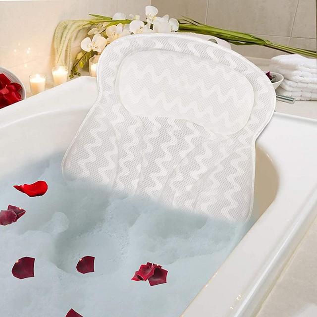 Mr. Bathif Bathtub Pillow Breathable Bath Pillow for Tub, Ergonomic Bathtub Cushion for Neck, Head Rest & Shoulders, Spa Bath Pillow for Women & Men
