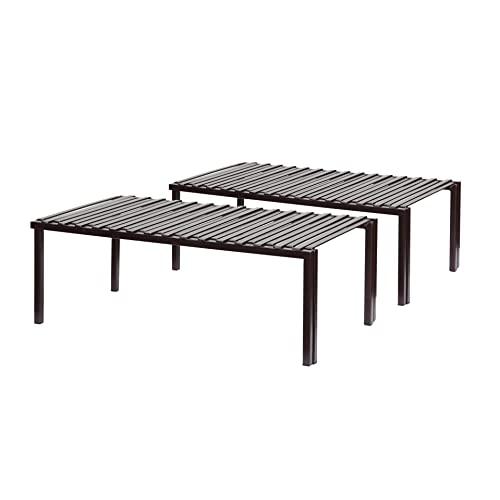 STORAGE MANIAC 2-Pack Expandable Kitchen Counter & Cabinet Shelf Organizer, Bronze