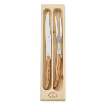 Jean Dubost Laguiole Knife Carving Set, Olivewood