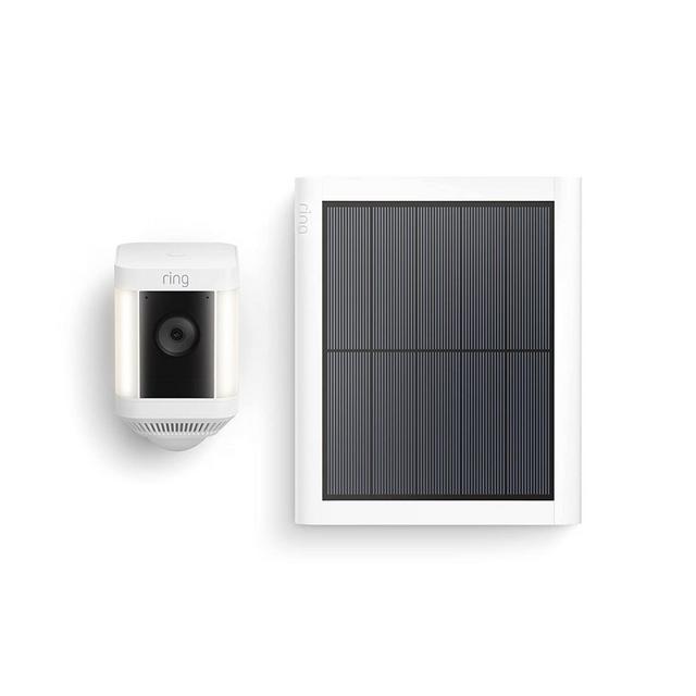 Ring Spotlight Cam Plus, Solar | Two-Way Talk, Color Night Vision, and Security Siren (2022 release) - White