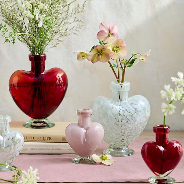 Glass Heart Bud Vase