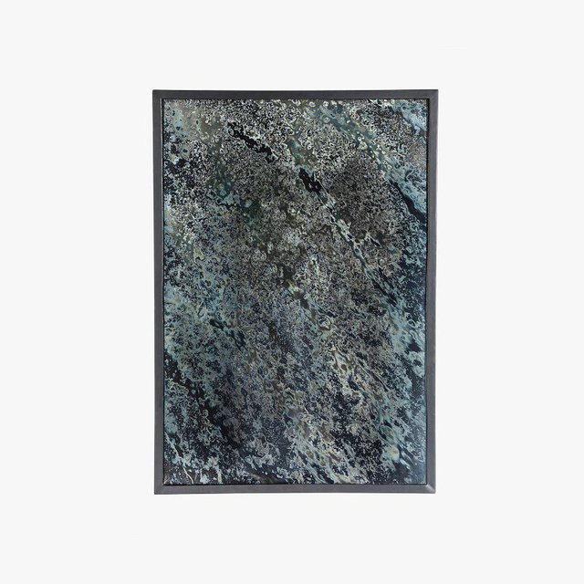 Decorative Acid Wash Floor Mirror, 36"W X 51"H, Matte Black