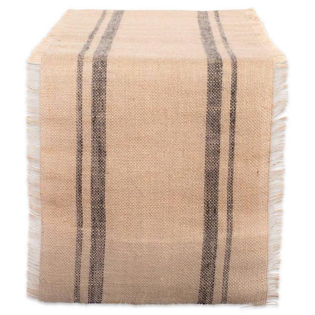 72" x 14" Jute Double Border Burlap Table Runner - Design Imports