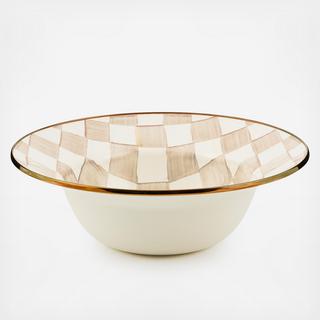 Mocha Check Stainless Steel Serving Bowl