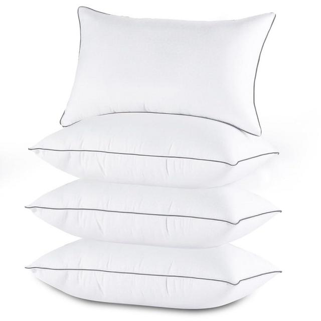 Sasttie Queen Size Pillows Set of 4, Hotel Collection Bed Pillows for Side, Back, and Stomach Sleepers - Down Alternative Plump Filling - White, 4 Pack, Queen, 20x30 Inches