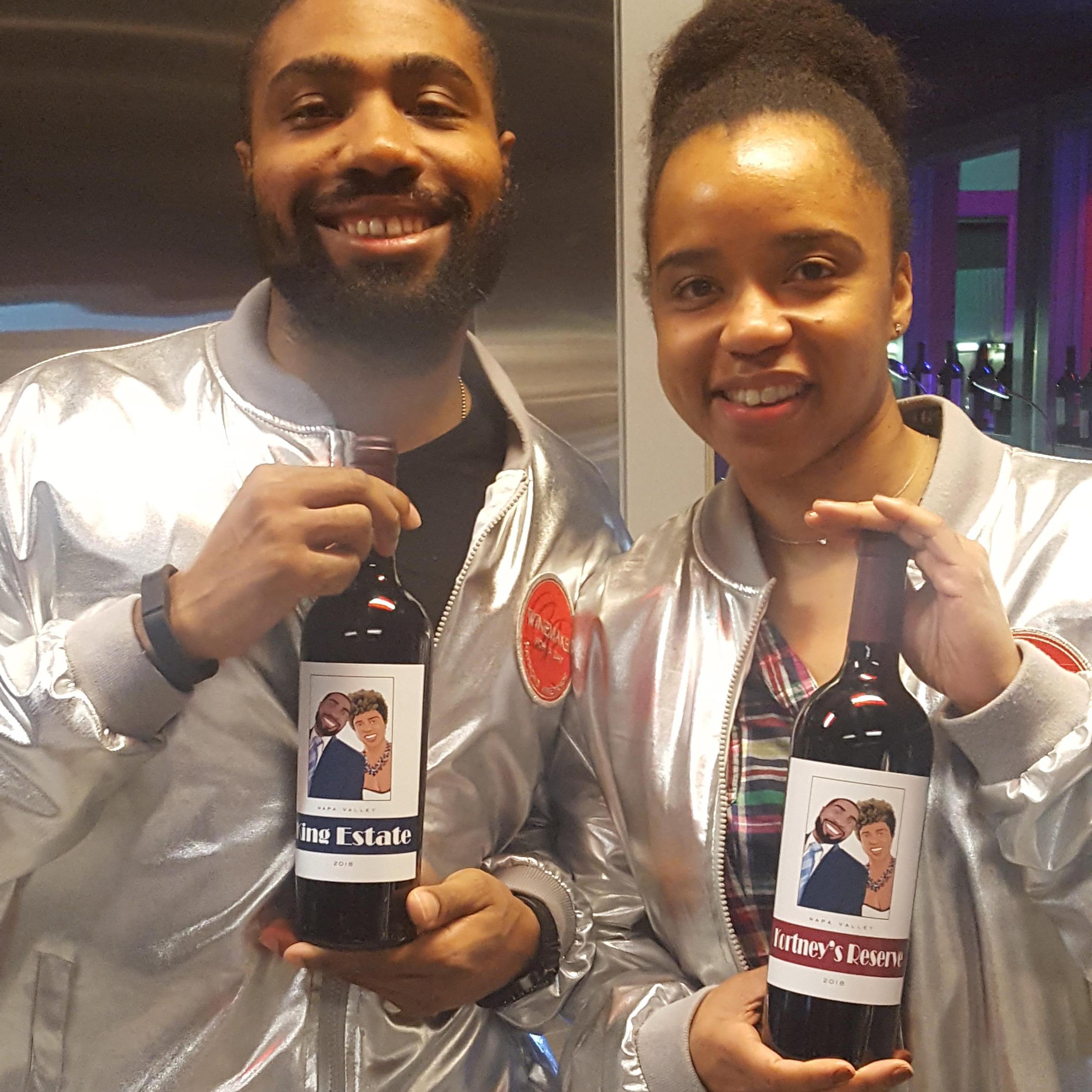 Making our own bottles of wine at Raymond Vineyards in Napa Valley in April 2018.